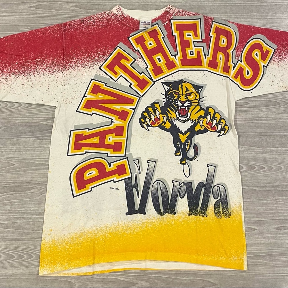 Vintage 1994 Florida Panthers All Over Print T-Shirt AOP Single Stitch Size XL